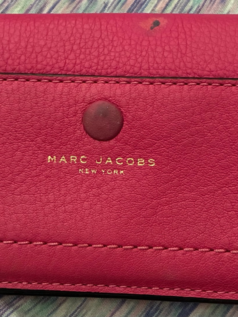 Marc Jacobs Hot Pink Leather Snap Wallet with Gold Logo